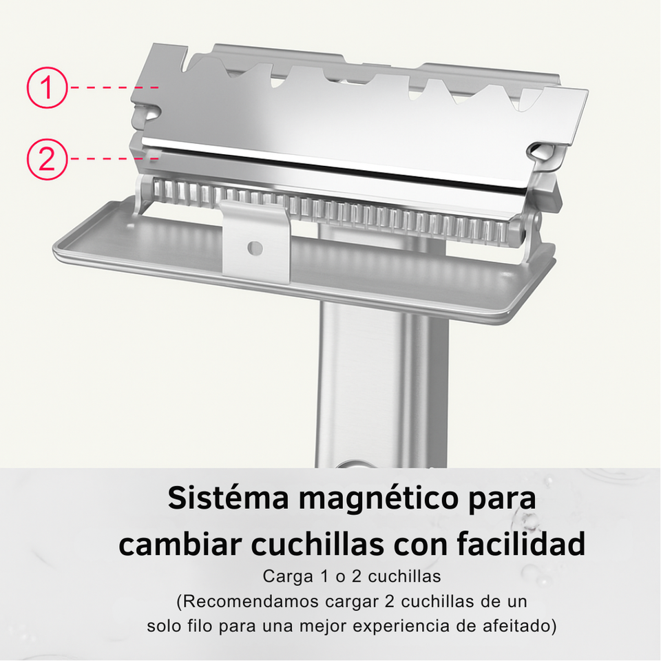MÁQUINA DE AFEITAR DOBLE CUCHILLA RECLINABLE + 5 CUCHILLAS GRATIS