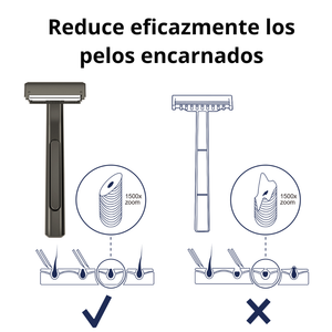 MÁQUINA DE AFEITAR DOBLE CUCHILLA RECLINABLE + 5 CUCHILLAS GRATIS