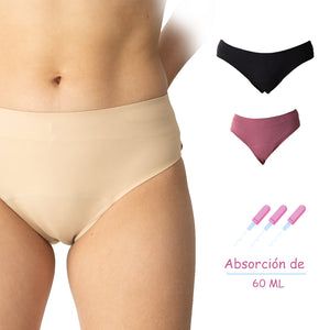 Panty tipo hípster Menstrual Absorbente Talle Alto