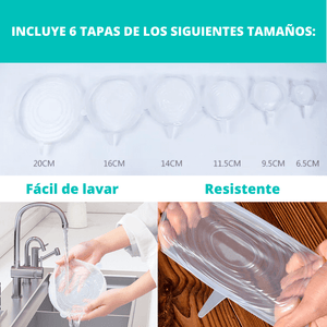 Kit 6 Tapas en Silicona Reutilizables y Resistentes - PACHAMAMA COLOMBIA