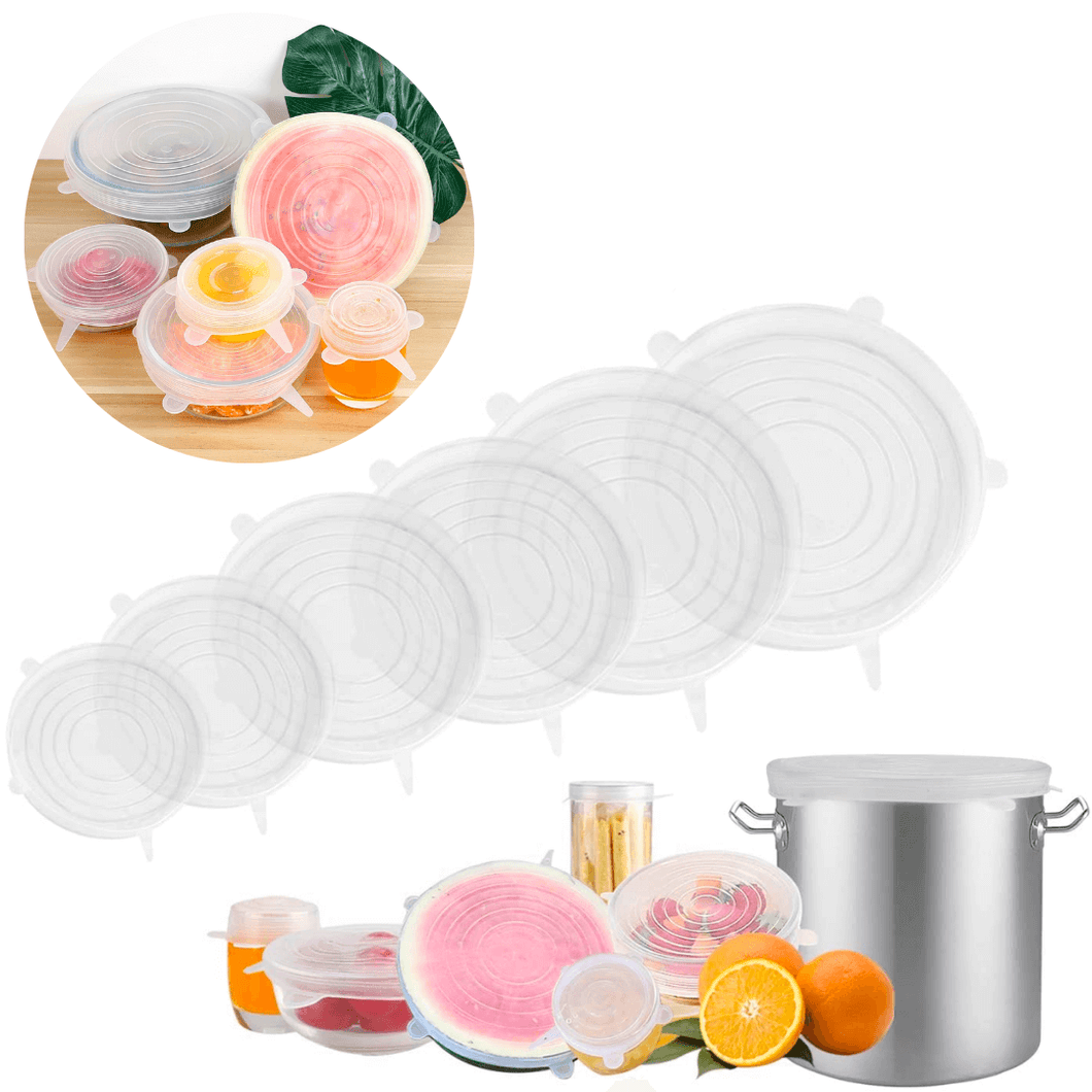 Kit 6 Tapas en Silicona Reutilizables y Resistentes